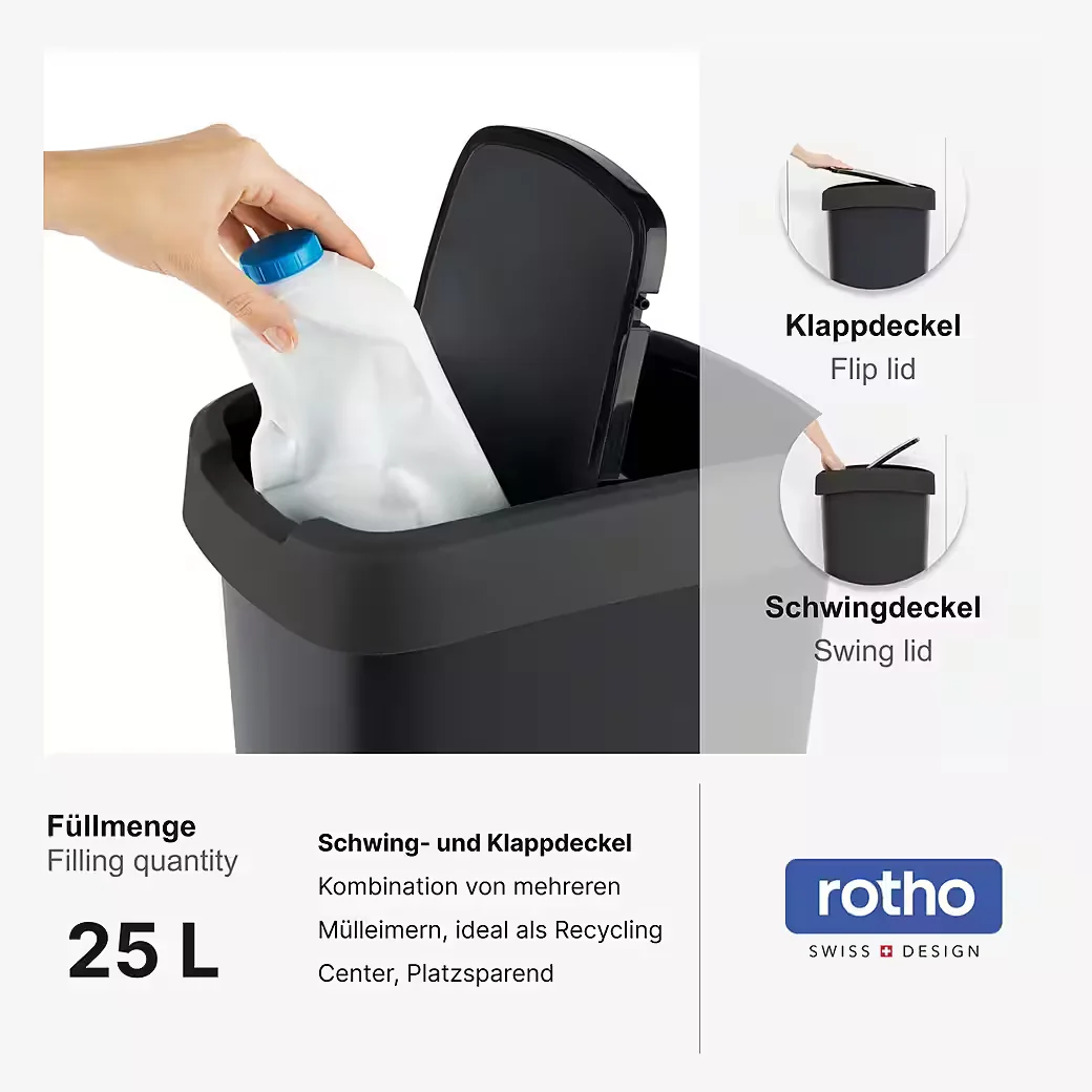 ROTHO Mülleimer Abfalleimer für Küche und Haushalt
