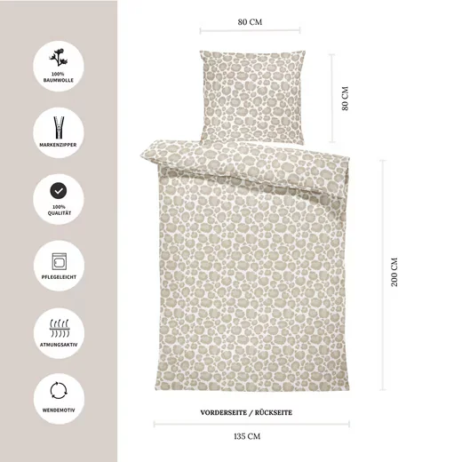 MTONLINEHANDEL Bettwäsche Leo Adventure Renforce weiss beige braun