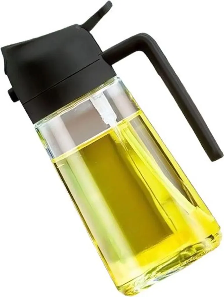 INF Öl Sprühflasche 600 ml Glas, auslaufsicher, Doppelfunktion Schwarz