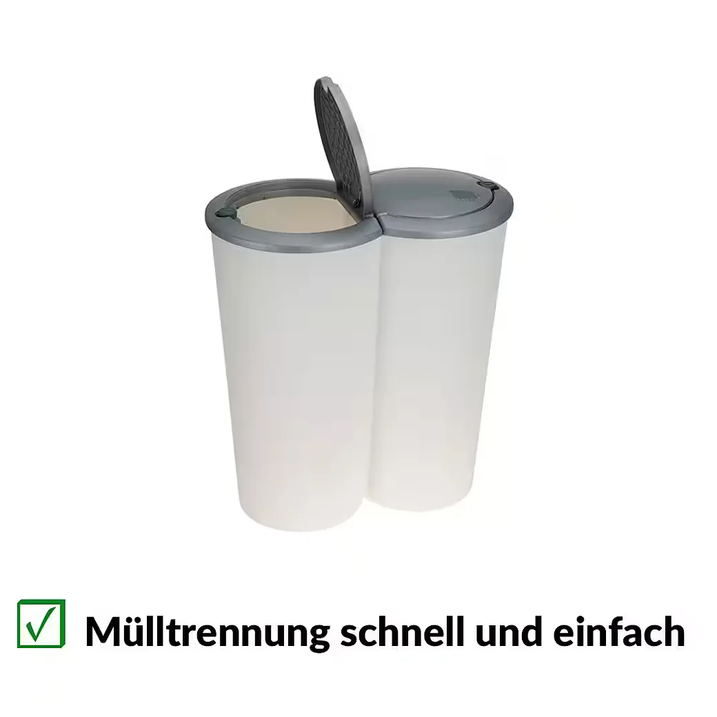 STORAGE SOLUTIONS Mülleimer Abfalleimer mit Pop-Up-Deckel 2 Fächer