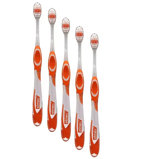 elmex Handzahnbürste X-Kopf medium 5er Pack