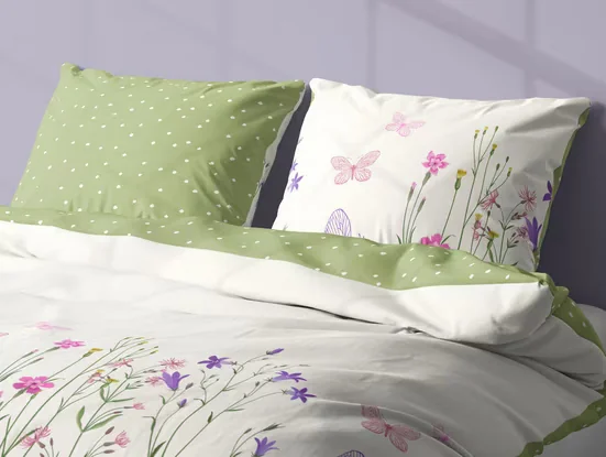 TEXPOT Wendebettwäsche Baumwolle mit Blumen und Schmetterlingen