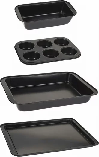 KOOPMAN Backform Set 4tlg mit Backblech Muffinform Kuchenform schwarz