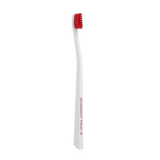 SWISSDENT Profi Colours Zahnbürste soft-medium Weiss Rot