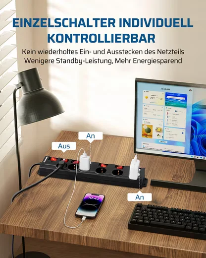 DEWENWILS Steckdosenleiste Mehrfachsteckdose