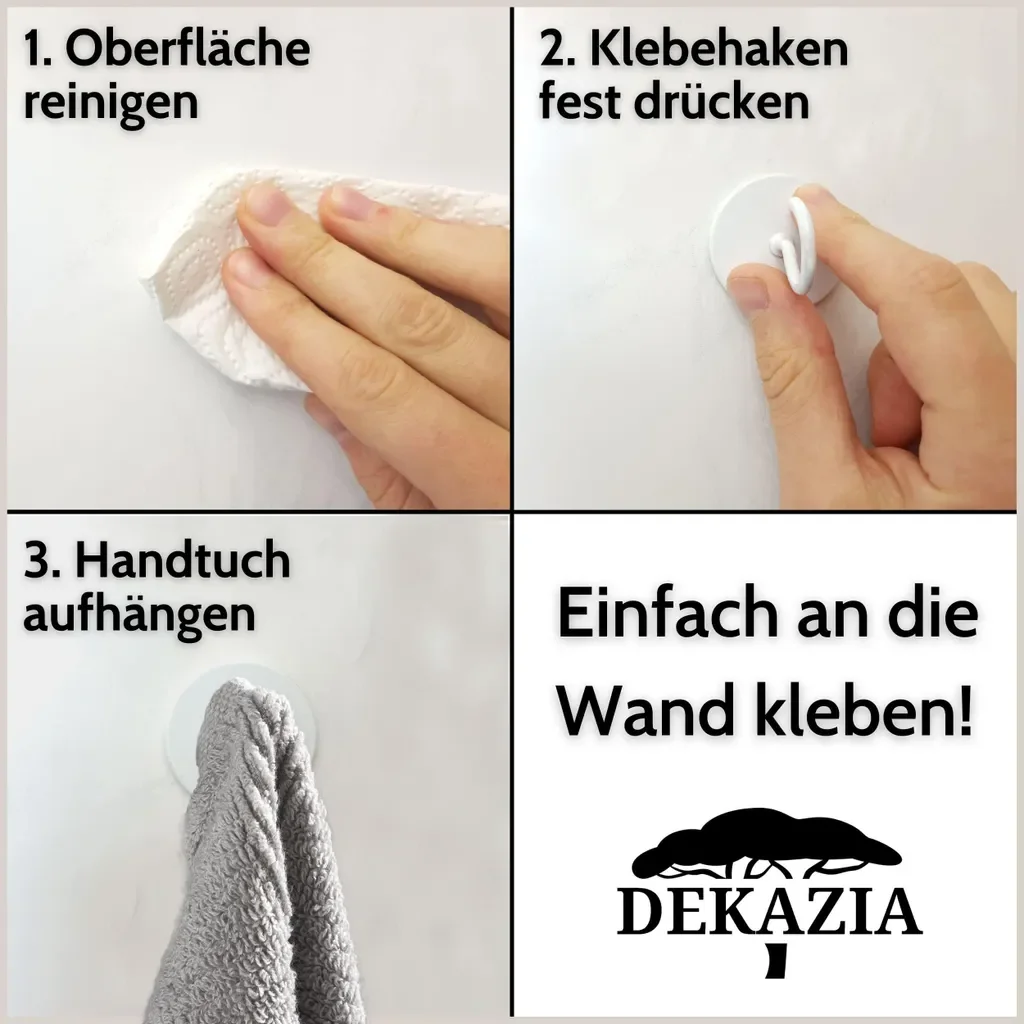 DEKAZIA® 4er-Set selbstklebende Deckenhaken Weiß starke Rundhaken