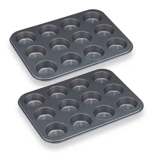 Relaxdays Muffinform 12er 2er Set Antihaft Muffinblech Backform