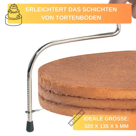 THIRU Tortenbodenteiler Premium mit gezacktem Schneiddraht