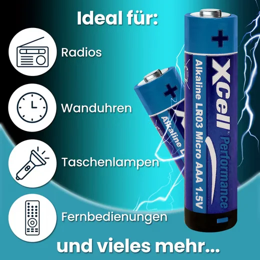XCELL AAA Micro Batterien LR03 1,5V Alkaline langlebige Energie