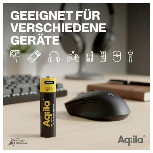AQIILA AA USB-C Akkus Li-Ion 2000 mAh 1.5 V 4er Pack AQ200AA367C4