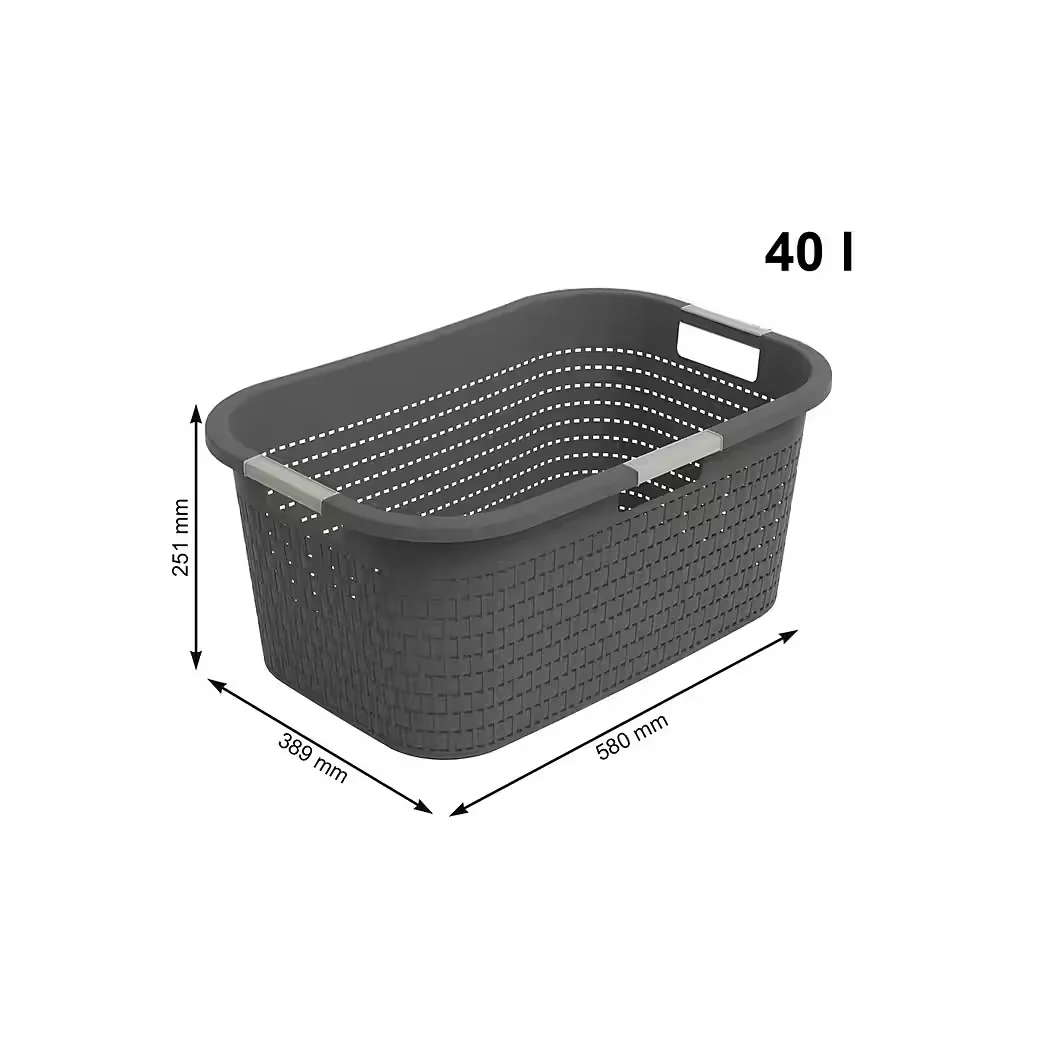 ROTHO Wäschekorb COUNTRY 40 l ergonomisch mit Griffen