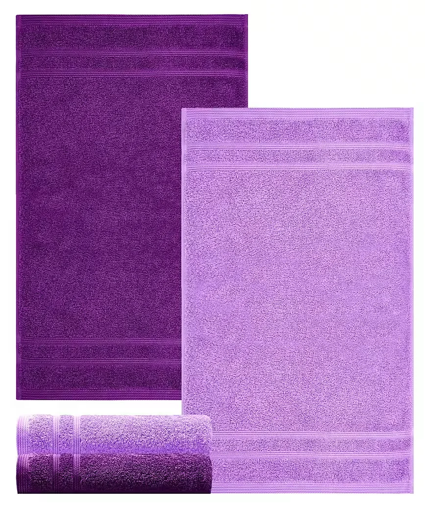LASHUMA London Frottee Handtuch Set lila 30x50 cm 4er Gästehandtücher
