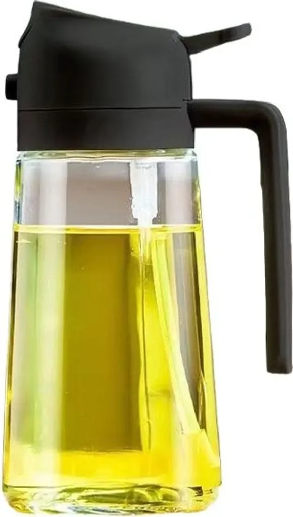 INF Öl Sprühflasche 600 ml Glas, auslaufsicher, Doppelfunktion Schwarz