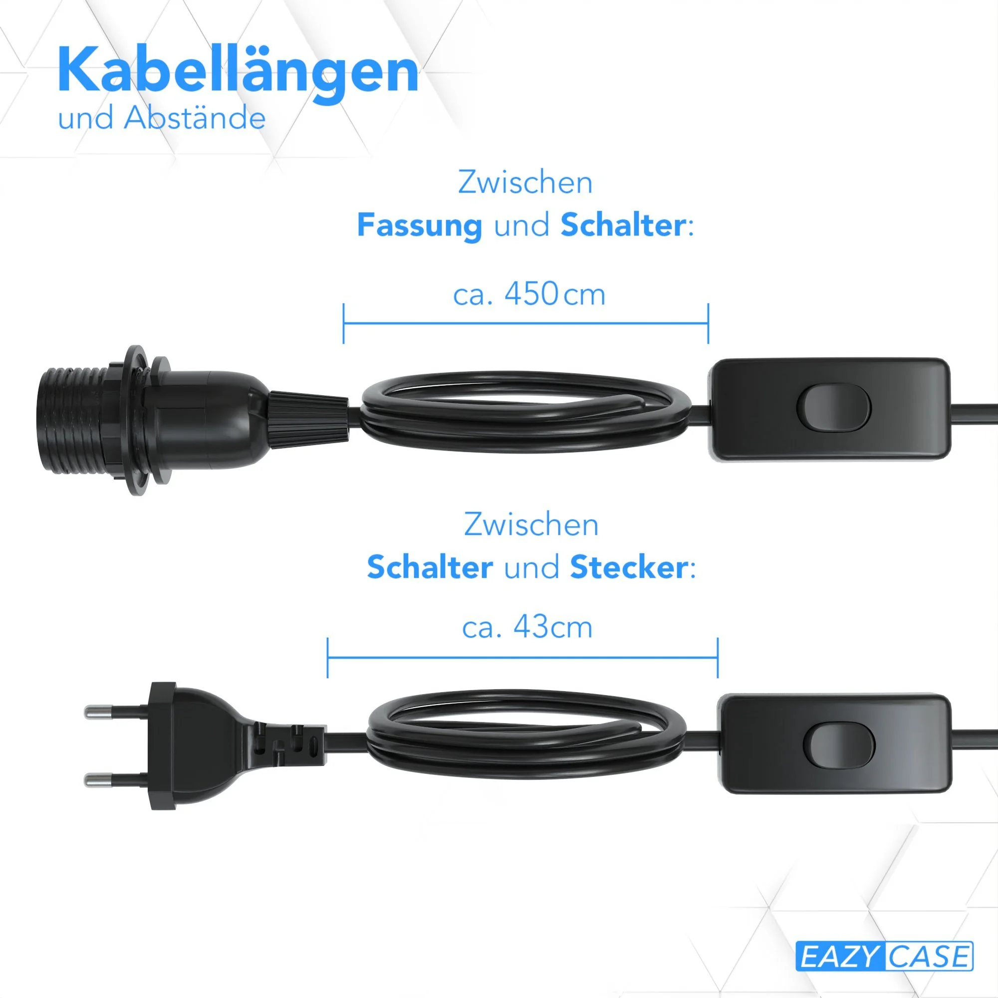 EAZY CASE E14 Lampenfassung Lampensockel mit Schalter 5 m Kabel