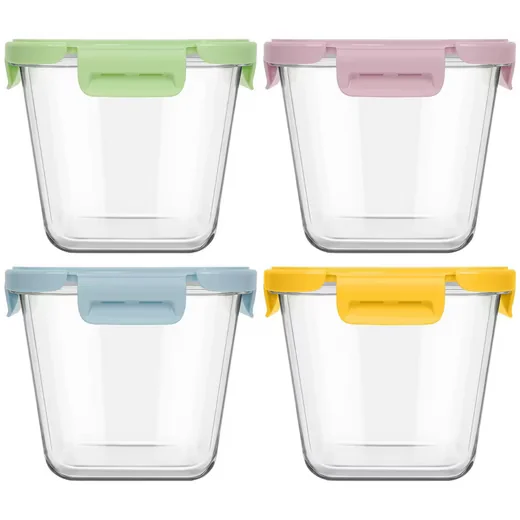 OSTWOLKE Frischhaltedosen 4er Set Glasbehälter mit Deckel Meal Prep