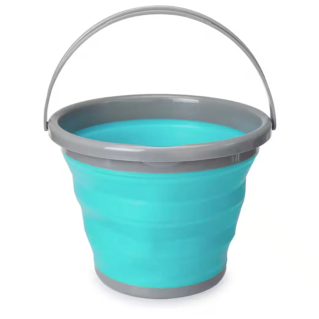 Navaris Falteimer 10L Silikon Putzeimer faltbar Blau Grau
