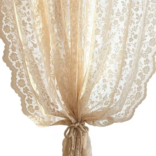 DIWZBYN Vintage Spitzenvorhang Gardine mit Blumenmuster, transparent