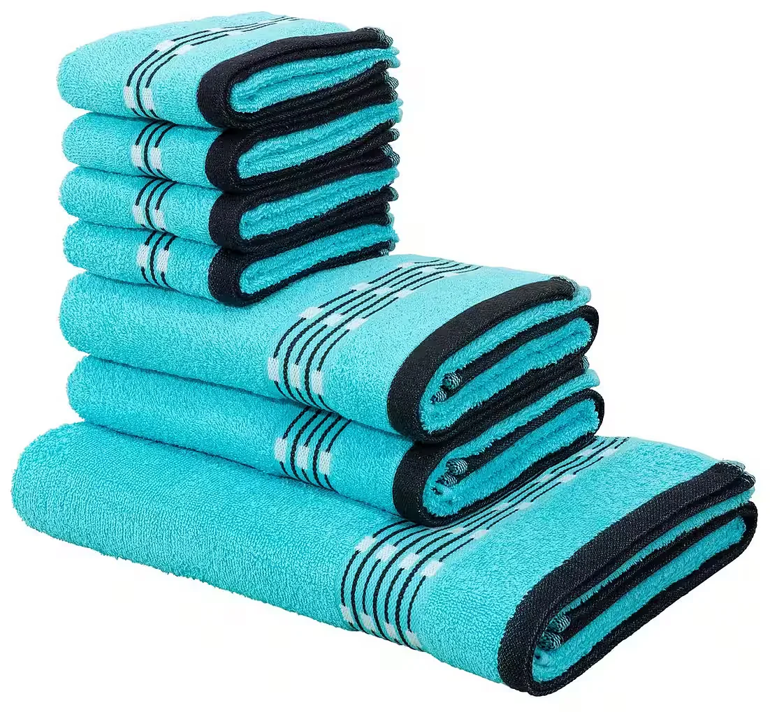 MY HOME Handtuchset Jonnie Walkfrottee 7-tlg 100% Baumwolle Bordüre