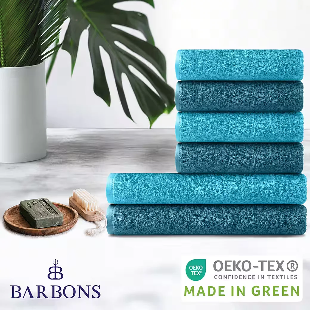 BARBONS Handtuch Set 6-tlg 2 Badetücher 4 Handtücher Baumwolle