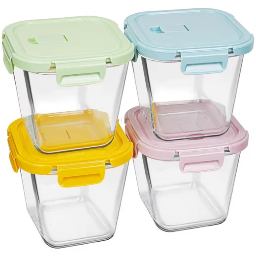 OSTWOLKE Frischhaltedosen 4er Set Glasbehälter mit Deckel Meal Prep