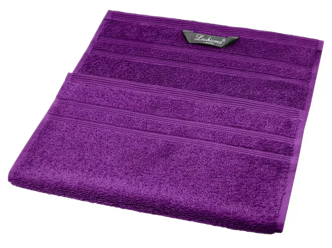 LASHUMA London Frottee Handtuch Set lila 30x50 cm 4er Gästehandtücher