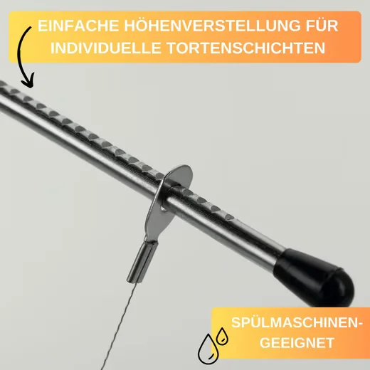 THIRU Tortenbodenteiler Premium mit gezacktem Schneiddraht
