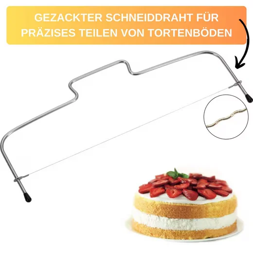 THIRU Tortenbodenteiler Premium mit gezacktem Schneiddraht
