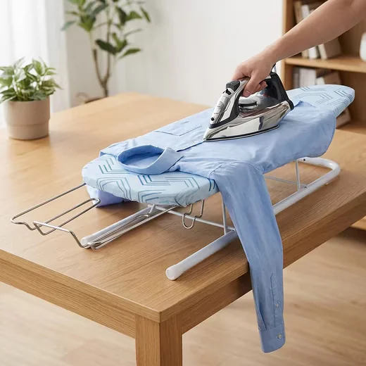 Relaxdays Tischbügelbrett mit Bügeleisenablage kompakt