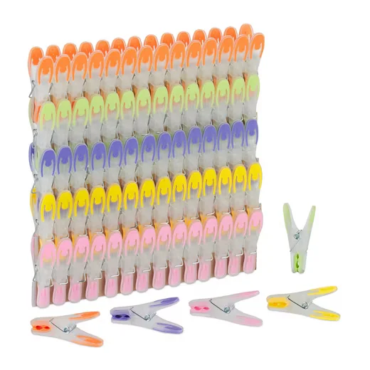 Relaxdays Wäscheklammern mit Soft-Grip, 75 Stück rutschfest
