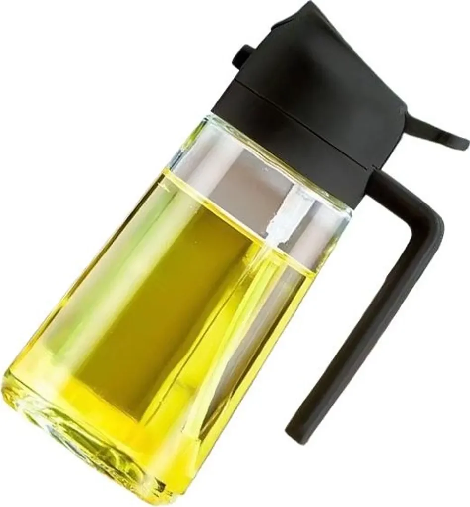 INF Öl Sprühflasche 600 ml Glas, auslaufsicher, Doppelfunktion Schwarz