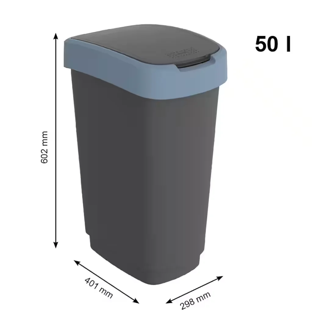 ROTHO Twist Mülleimer 3er-Set je 50 l mit Deckel, PP, BPA-frei