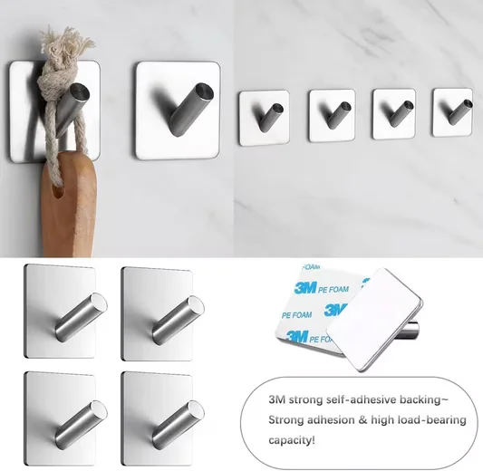 LA CUTE Handtuchhaken selbstklebend ohne Bohren 4er Set Küche Bad
