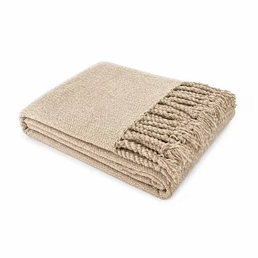 VEWOTEX Chenille Wohndecke Kuscheldecke mit Fransen Winterdecke