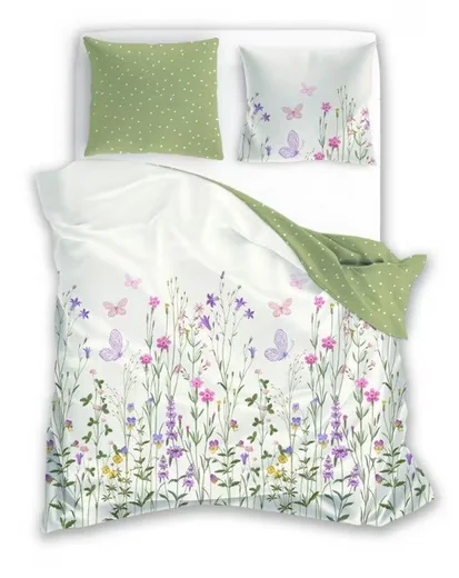 TEXPOT Wendebettwäsche Baumwolle mit Blumen und Schmetterlingen