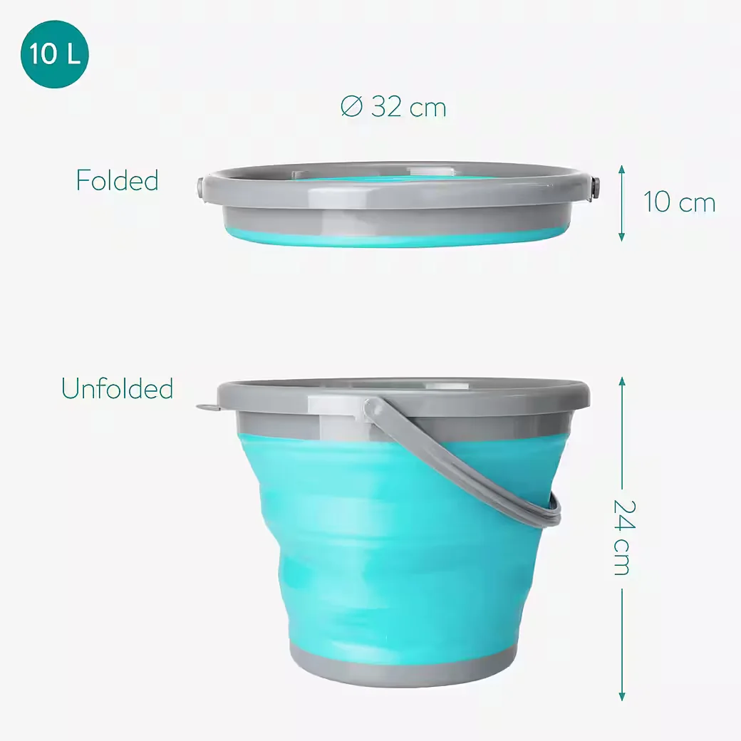 Navaris Falteimer 10L Silikon Putzeimer faltbar Blau Grau