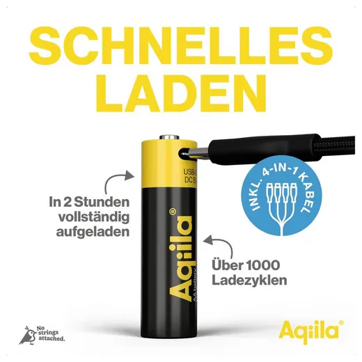 AQIILA AA USB-C Akkus Li-Ion 2000 mAh 1.5 V 4er Pack AQ200AA367C4