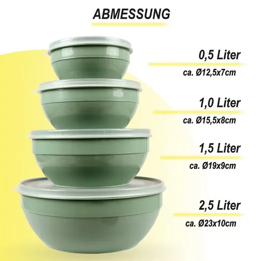 PRO HOME Vorratsdosen Set mit Deckel 0,5 1,0 1,5 2,5 Liter