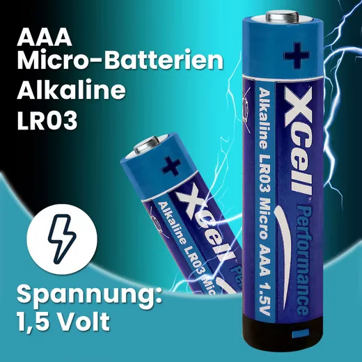 XCELL AAA Micro Batterien LR03 1,5V Alkaline langlebige Energie