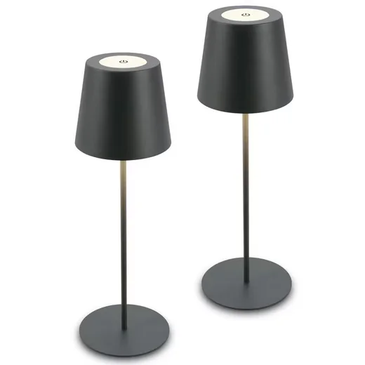 BRILONER LEUCHTEN 2x Akku Tischlampe kabellos Anthrazit IP44