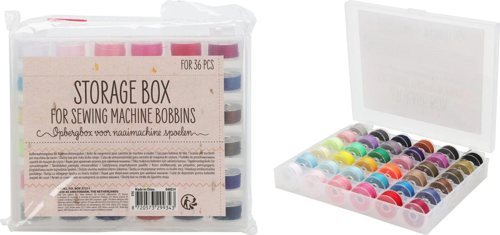 KOOPMAN Nähspulenbox 36 Spulen bunt Nähset für Nähmaschine