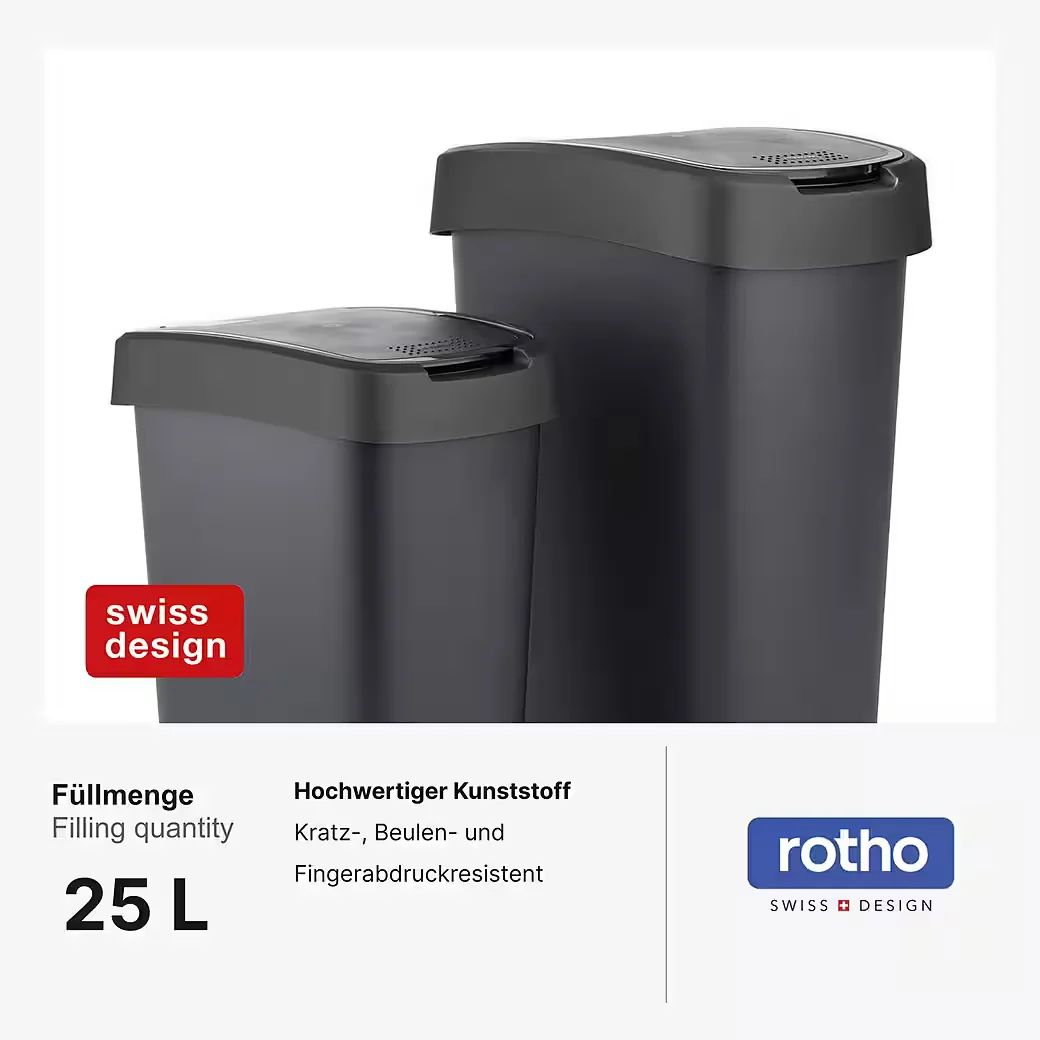 ROTHO Mülleimer Abfalleimer für Küche und Haushalt