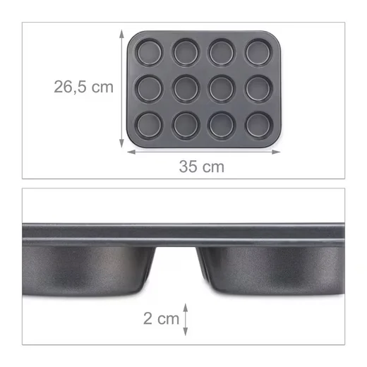Relaxdays Muffinform 12er 2er Set Antihaft Muffinblech Backform