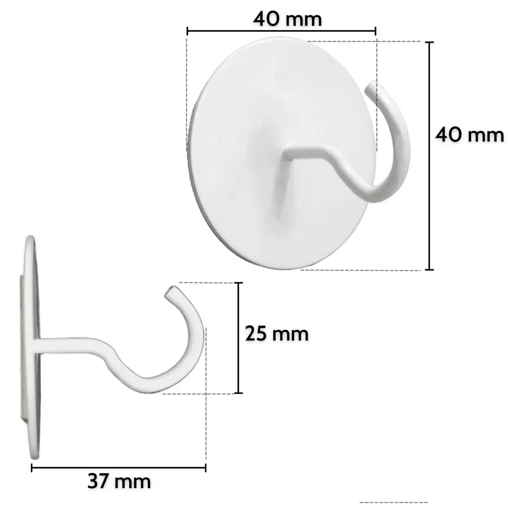 DEKAZIA® 4er-Set selbstklebende Deckenhaken Weiß starke Rundhaken