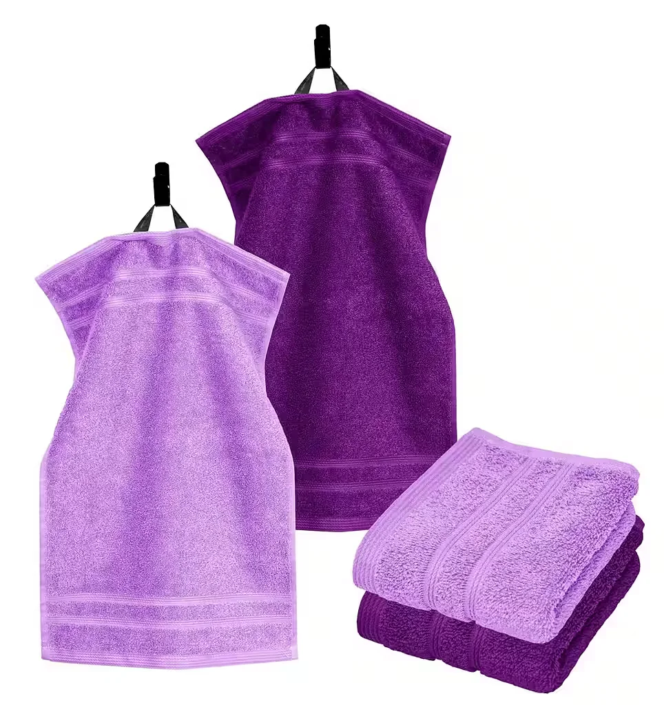 LASHUMA London Frottee Handtuch Set lila 30x50 cm 4er Gästehandtücher